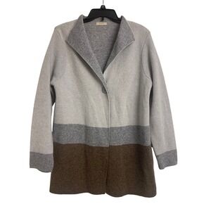 AIDA Made in Italy Wool Blend Colorblock Cardigan Sweater Coat Strip M